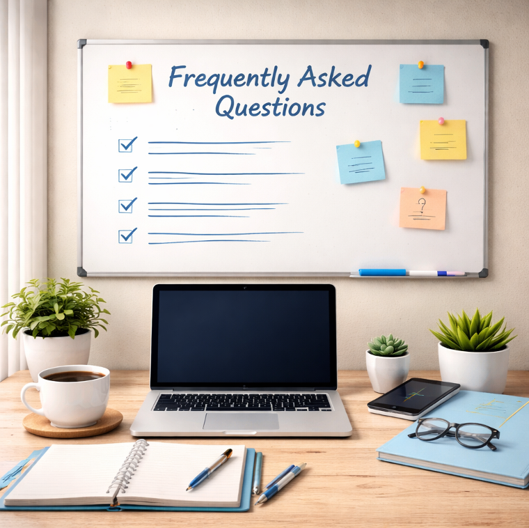 Frequently Asked Questions on a white board